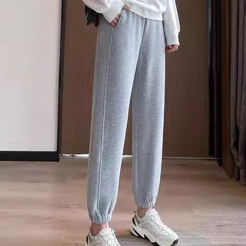 [Флис/Без флиса] Осенние и зимние свободные спортивные штаны больших размеров для женщин, термальные повседневные спортивные штаны Harlan M