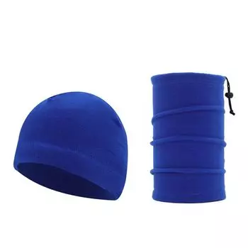 Флис Спортивный Велосипедный Утепленный Защита от Холода Heattech Для улицы Sapphire Blue (cap + scarf) One size