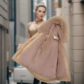 Флис утолщенный пирог преодолевает пальто женское короткое зимнее женское пуховое белье женское зимнее M хаки