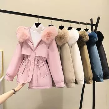 Флис утолщенный пуховик хлопковая одежда женские пальто зимние новые свободные талии пирог преодоление хлопковая одежда M [recommended 90-55kg]