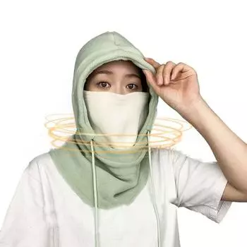 Флисовая балаклава с завязками на шнурке, ветрозащитная кепка-пуловер, модные маски, шапки-бини с капюшоном для пешего туризма белый