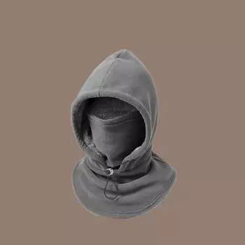 Флисовая балаклава с завязками на завязках Термомаски Капюшон Шапки Повседневный капюшон с воротником Велосипедный спорт бежевый