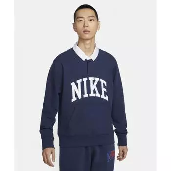 Флисовая футболка-поло с длинным рукавом NIKE Club HBR M Midnight Navy White FN3113 410 M