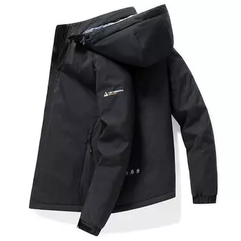 Флисовая и более плотная куртка для осени и зимы со съемным капюшоном для мужчин среднего и молодого возраста, трендовая плотная термокуртка на одежде M