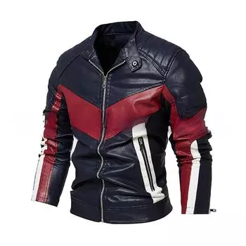 Флисовая кожаная куртка мужская куртка три цвета по желанию модная кожаная куртка мужская L