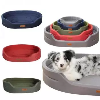 Флисовая кровать для собак, зимняя, осенняя, теплая, для кошек, маленьких, средних и больших, для домашних животных, диван для щенков, ткань Оксфорд, спальный коврик для собак M-50x35x12.5cm красный