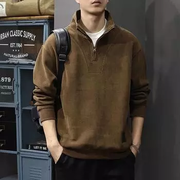 Флисовая куртка для мальчиков, осенне-зимняя утолщенная куртка-стойка с воротником-стойкой, теплый и удобный спортивный свитер, свободная куртка, одежда M