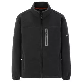 Флисовая куртка для мужчин, флисовый топ с воротником-стойкой для активного отдыха, осенне-зимняя куртка с несколькими карманами для мужчин XXXXL чёрный