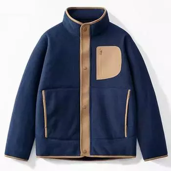 Флисовая куртка для мужчин на осень и зиму с утолщенным флисом для сохранения тепла. Флисовая куртка с воротником-стойкой из овечьей шерсти XXXXL чёрный