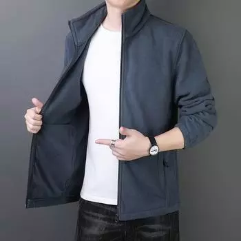 Флисовая куртка для мужчин среднего возраста, осень и зима, флисовый верх, утолщенный флис, теплая флисовая куртка для мужчин среднего возраста из овечьего флиса M серый