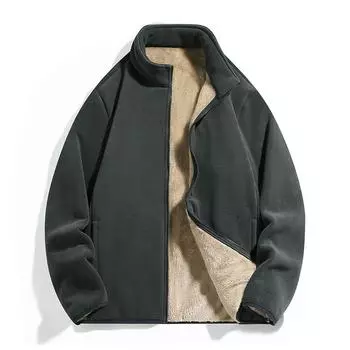 Флисовая куртка для пары, мужская верхняя куртка из утолщенного меха ягненка, коралловая куртка XXXXXL чёрный