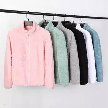 Флисовая куртка FiveFive для женщин, осень-зима, корейская мода, походный теплый кардиган с воротником-стойкой, флисовое пальто из кораллового флиса XXXXL белый