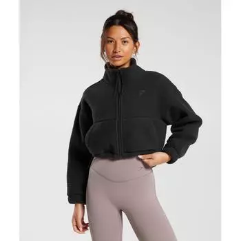 Флисовая куртка миди GYMSHARK Elevate, черная B5A7T BB2J S