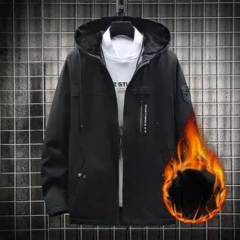 Флисовая куртка мужская осенне-зимняя свободная тренчкот с капюшоном мужская одежда с хлопковой подкладкой студенческое пальто теплая мужская одежда M