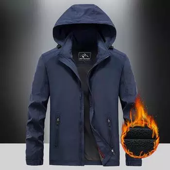 Флисовая куртка мужская осенне-зимняя утепленная свободная куртка большого размера универсальная ветрозащитная водонепроницаемая повседневная спортивная куртка M чёрный