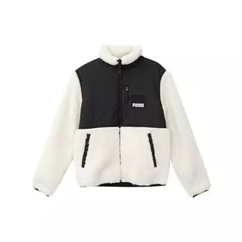Флисовая куртка Puma Sherpa Color Block с воротником-стойкой и логотипом Мужские куртки цвета слоновой кости 846325-73 M