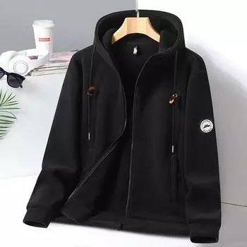 Флисовая куртка с капюшоном для мужчин, флис для занятий спортом на открытом воздухе, теплый и с добавлением флиса для верхней одежды XXXXXL