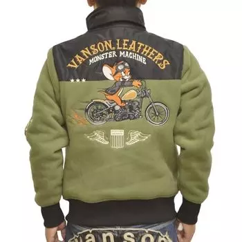 Флисовая куртка Tom and Jerry с высокой горловиной и застежкой-молнией TOM and JERRY Мотоциклетная байкерская верхняя одежда [Bunson] TJV-2336 Мужская (XL, Оливковый) оливковый