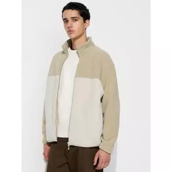 Флисовая куртка Uniqlo на молнии, цветной блок 31 BEIGE/UNISEX XS