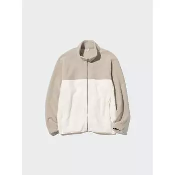 Флисовая куртка Uniqlo на молнии с длинным рукавом, цветной блок 30 NATURAL/UNISEX S