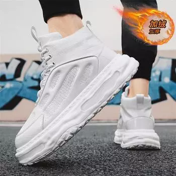 Флисовая мужская обувь зимняя новая молодежная теплая спортивная обувь для отдыха на природе утепленная хлопковая обувь с высоким верхом 39