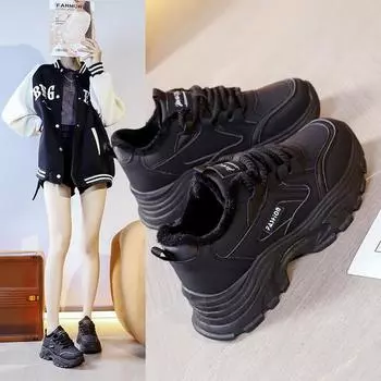 Флисовая обувь для папы для женщин зимой новые торговые центры с такой же высокой флисовой платформой повседневная обувь для детей 35 бежевый