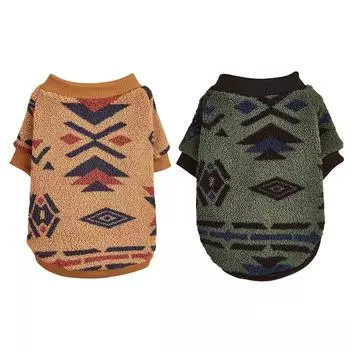 Флисовая одежда для домашних животных, теплая зимняя куртка для собак и кошек, мягкое пальто с геометрическим рисунком для щенков и котят, одежда для маленьких и средних собак, кошек, домашних животных L
