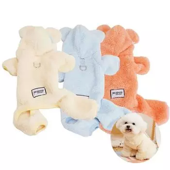Флисовая одежда для собак, зимняя одежда для собак, плюшевый комбинезон для собак для маленьких и средних щенков, кошек, флисовая пижама, пальто, костюм чихуахуа, пуделя, одежда для домашних животных L синий