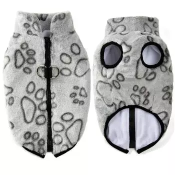 Флисовая одежда для собак, зимняя теплая куртка для щенков маленьких собак, кошек, свитер, пальто с молнией, D-образное кольцо, милый принт, одежда для чихуахуа XS фиолетовый