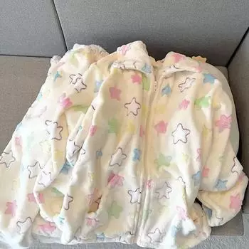 Флисовая пижама из двух предметов, брюки с эластичной резинкой на талии, топ на молнии, толстая теплая ночная одежда для сна, тканевый костюм, женские зимние костюмы M EU34 US2 RU42