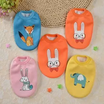 Флисовая подкладка без рукавов с круглым вырезом, эластичная отделка, одежда для домашних животных, милый мультяшный животный принт, собака 3XS оранжевый