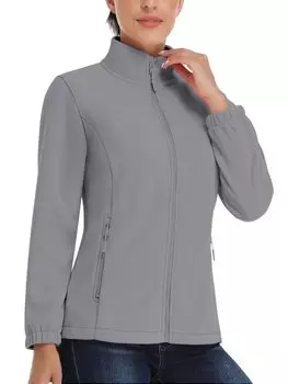 Флисовая рабочая куртка для альпинизма в холодную погоду, для гольфа на открытом воздухе, светло-серая, размер L [KEFITEVD] женская, зимняя, легкая, одежда, защита, одежда, верхняя одежда, светло-серый