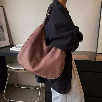 Флисовая сумка из оленьей кожи большой вместимости Женская сумка через плечо Большая сумка через плечо