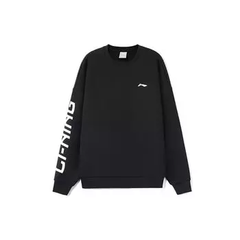 Флисовая теплая свободная толстовка с круглым вырезом и принтом логотипа серии Li Ning Training, черная AWDRF44-2 S