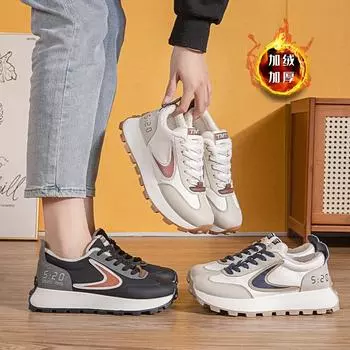 Флисовая толстая подошва, увеличивающая рост, вафельная обувь для девушек и студентов, универсальная обувь для катания на доске, нескользящая спортивная повседневная обувь, обувь для папы 35