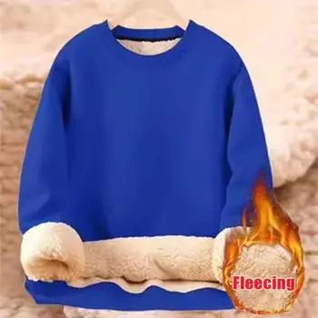 Флисовая толстовка из утолщенной овечьей плюшевой ткани, повседневный однотонный спортивный топ с круглым вырезом и длинным рукавом, молодежная женская одежда, зимние свободные простые толстовки с капюшоном M чёрный