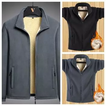 Флисовая толстовка мужская теплая утолщенная толстовка осень-зима мужская одежда однотонная M серый