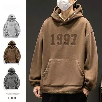 Флисовая толстовка с капюшоном мужская осенняя тенденция свободная американская повседневная пара пальто топ S