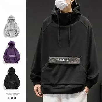 Флисовая толстовка с капюшоном мужская осенняя тенденция свободная американская повседневная пара пальто топ S