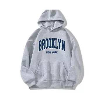 Флисовая толстовка с капюшоном с принтом Brooklyn New York унисекс