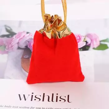 Флисовая упаковка, сумка с завязками и золотым краем, красный бархатный мешочек для украшений, свадебные сувениры красный