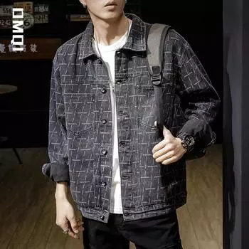 Флисовая утолщенная джинсовая куртка с лацканами, мужская, большого размера, модная, брендовая, свободная, модная, инструментальная куртка, упитанная и модная S