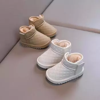 Флисовая утолщенная хлопковая обувь зимние сапоги зимняя теплая детская обувь детская обувь для малышей обувь для мальчиков и девочек мягкая подошва водонепроницаемая 17