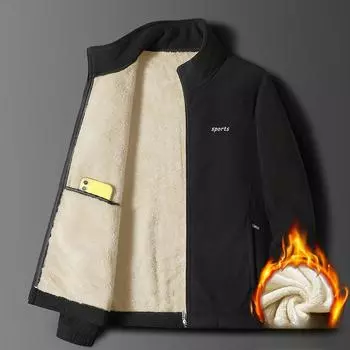 Флисовая утолщенная мужская куртка с воротником-стойкой, флисовая куртка из овечьего флиса, осенне-зимний трендовый топ большого размера M