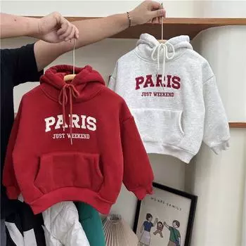 Флисовая утолщенная осенне-зимняя детская толстовка с капюшоном для мальчиков и девочек Детская толстовка Одежда для малышей 140cm белый