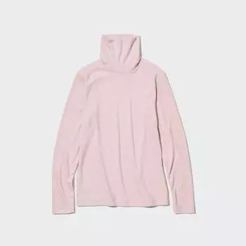 Футболка с высоким воротом и длинным рукавом из флиса Uniqlo Japan HeaTTech 01 OFF WHITE/XS