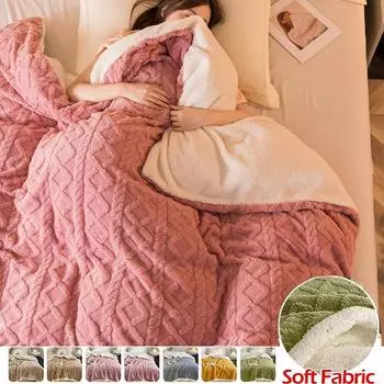 Флисовое клетчатое одеяло, толстые шерстяные одеяла, пододеяльник, двухсторонний чехол для дивана-кровати, мягкий теплый зимний плед, покрывало, одеяло, постельные принадлежности 70x100cm