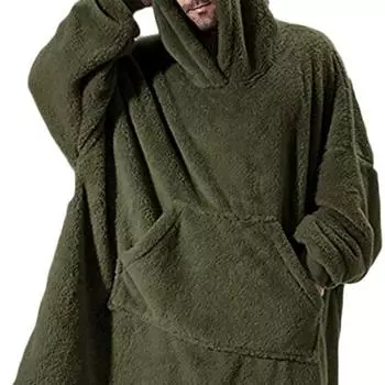 Флисовое одеяло с капюшоном для женщин и мужчин, толстовка с капюшоном большого размера, удобный пуловер, одеяло, домашняя одежда One Size коричневый