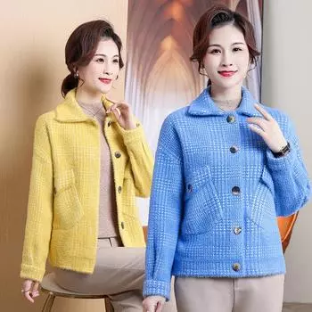 Флисовое пальто из искусственной норки, женский маленький короткий топ, новая верхняя одежда для мам, вязаный кардиган XXXXL