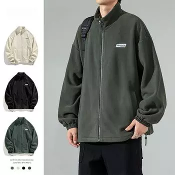 Флисовое пальто мужское весеннее новое однотонное пальто с воротником-стойкой в корейской версии трендового свободного повседневного топа для пары S